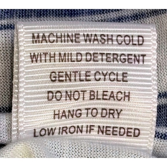 Eden & Olivia Women's 3X Blue & White Striped Roll Tab Sleeve Shirt Top - Picture 5 of 5